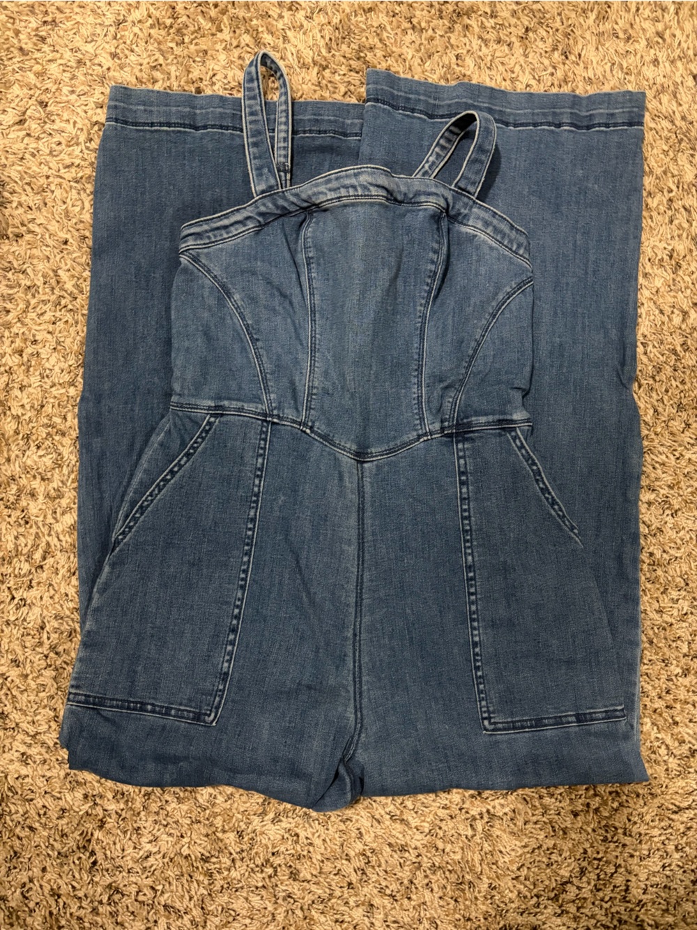 Hollister Blue Denim Overalls Romper